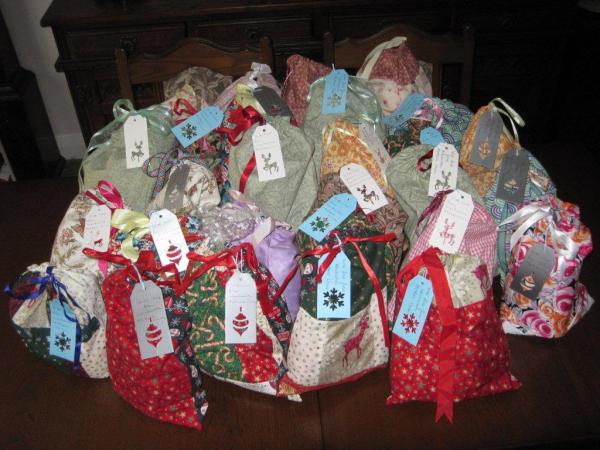 Bags of toiletries for the womens' refuges