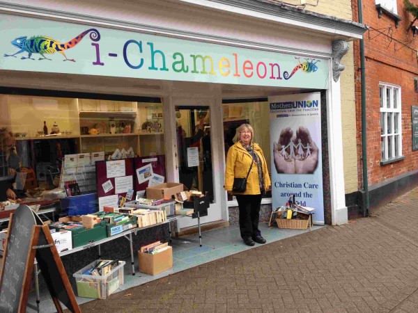 Jane Leung outside the shop