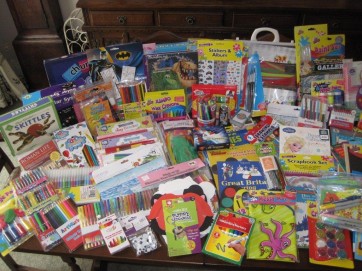 Photo of craft items donated for children at the Women's Refuge
